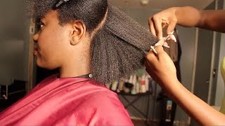 Natural Hair Salon Visit  Blowdry amp Trim [upl. by Aym]