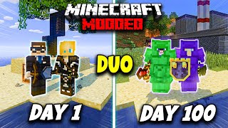 We Survived 100 Days on a MODDED Island  Duo Minecraft 100 Days [upl. by Chae975]