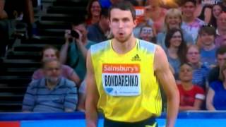 Bohdan Bondarenko  high jump 247m WR attempt  London 2013 [upl. by Mcdermott]