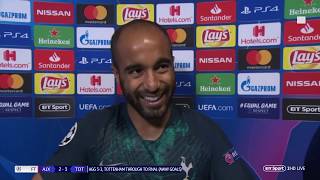 Lucas Moura cries after being shown footage of his matchwinning goal [upl. by Erapsag]