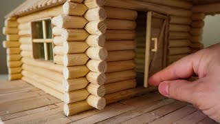 Ahşap Çubuklardan Dağ Evi Yapımı  DIY Mini Log Cabin [upl. by Annot]