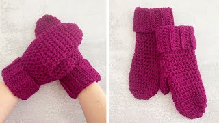 HOW TO CROCHET MITTENS FOR BEGINNERS  Crochet Boysenberry Mittens Tutorial [upl. by Engelhart]