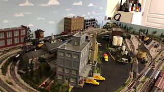 Model railroad HO DCC 4x8 layout with 3 trains [upl. by Hearsh788]