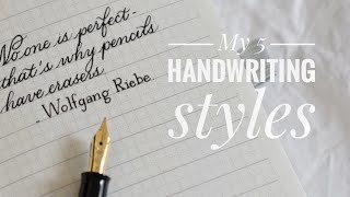 My 5 handwriting styles  Handwriting practice  Cursive writing  Print font [upl. by Nimra]