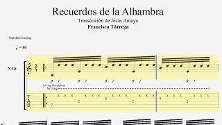 Recuerdos de la Alhambra Tab Tárrega por Jesús Amaya [upl. by Llerraf]