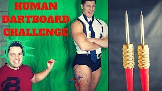 The HUMAN DARTBOARD CHALLENGE Extreme Pain  Bodybuilder VS Throwing Darts [upl. by Rus]