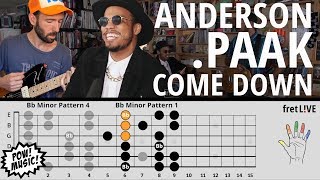 Anderson Paak  Come Down  GUITAR LESSON  NPR Tiny Desk  w fretLIVE Tutorial [upl. by Isewk]