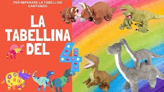 La tabellina del 4  Impara le tabelline  Canzoni per bambini  Dinosauri per bambini [upl. by Pentheam]