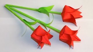 Цветы из бумаги как сделать тюльпан из бумаги своими руками Paper flowers [upl. by Nongim]