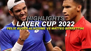 Felix AugerAliassime vs Matteo Berrettini LAVER CUP 2022 Highlights HD [upl. by Norvin]