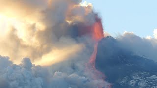 Smoke Billows While Mount Etna Erupts [upl. by Tigges]