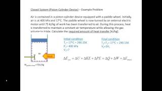 Thermodynamics Example  Isobaric process with pistoncylinder and paddle wheel [upl. by Eilak783]