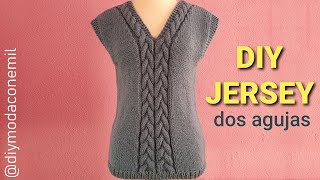 Jersey sin mangas para mujer tejido a dos agujas [upl. by Ybrad]