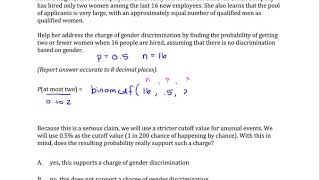 Binomial Distributions Probabilities Gender Discrimination [upl. by Nuahsyt]