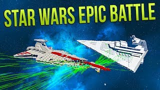 IMPERIAL STAR DESTROYER vs VENATOR Star Wars EPIC Battle  Space Engineers Battle [upl. by Aniger112]