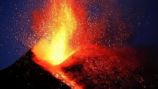 Mount Etna explodes showering BBC crew with rocks and magma [upl. by Lemmie]