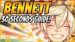 BENNETT HEALER BUFF SUPPORT  30 SECONDS CHARACTER BUILD GUIDE  GENSHIN IMPACT Shorts [upl. by Beacham]