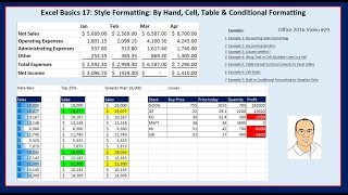 Excel Basics 17 Style Formatting By Hand Cell Table amp Conditional Formatting [upl. by Lerner]