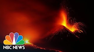 WATCH Video Shows Mount Etna Erupting For 17th Time Since February  NBC News NOW [upl. by Ellersick548]