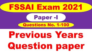 FSSAI Previous year question paper  Paper I [upl. by Esyak]