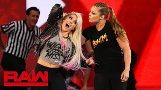 Ronda Rousey violates suspension to brutalize Alexa Bliss Raw July 16 2018 [upl. by Melisa74]