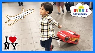 Ryan ToysReview airplane ride and opening surprise eggs [upl. by Eleaffar]