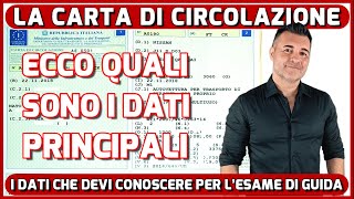 LA CARTA DI CIRCOLAZIONE I PRINCIPALI DATI DA CONOSCERE PER AFFRONTARE LESAME DI GUIDA [upl. by Ellenid464]