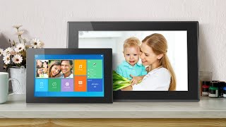 Alurateks WiFi Touchscreen Digital Photo Frames [upl. by Eimiaj]