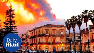 Mount Etna eruption Huge column of smoke rises over Sicily from volcano [upl. by Meela]