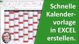 Schnelle Kalendervorlage in Excel erstellen [upl. by Ragas723]