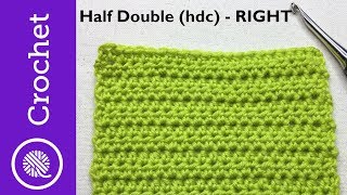 How to Half Double Crochet hdc  Beginner Crochet Lesson 2  Right handed CC [upl. by Llerrehc]