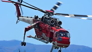 Sikorsky S64F Sky Crane Helicopter Firefighting in lAquila  Vigili del Fuoco ITALY [upl. by Henleigh]