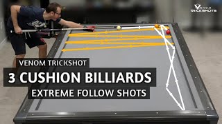 EXTREME FOLLOW SHOTS  3Cushion Billiards by Venom Trickshots [upl. by Omle]