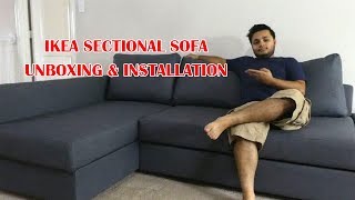 UnBoxing amp Assembling  IKEA FRIHETEN Skiftebo dark graySleeper Sectional 3 seat Sofa with storage [upl. by Siroled]