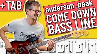 Come Down  Anderson Paak Bass Line with TAB on Screen [upl. by Euqinmod]