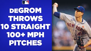 PUMPING HEAT Jacob deGrom throws TEN straight 100 mph pitches to open game then a wipeout slider [upl. by Wiebmer]