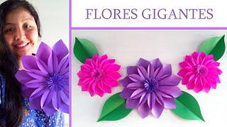 DIY  FLORES gigantes de papel  FLOR para decorar  paper flower  Muy Lindas 🌺 [upl. by Tiffanle773]