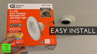 How to Select and Install Retrofit LED Recessed Lights  Commercial Electric 6 Inch [upl. by Leirrad]