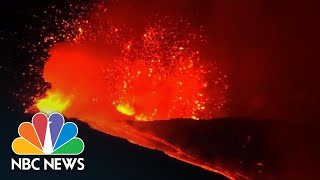 Mount Etna Eruption Creates Spectacular Fiery Display  NBC News [upl. by Louls]