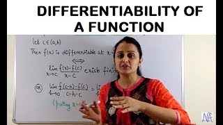 DIFFERENTIABILITY OF A FUNCTION CONTINUITY AND DIFFERENTIABILITY PART1 CLASS XII 12th [upl. by Hardwick]