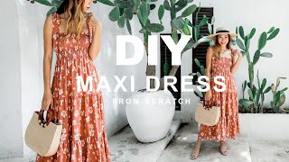 DIY SMOCKED TIERED MAXI DRESS from scratch  Memade Summer Challenge 2020  Ep 1 [upl. by Ingmar]