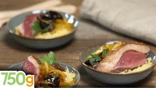 Recette de Magret de canard aux pruneaux amp semoule  750g [upl. by Steiner293]