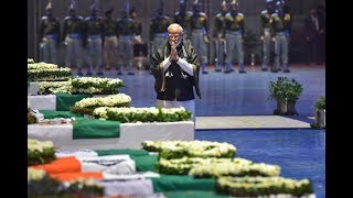 Pulwama Attack PM Modi Pays Tribute to Mortal Remains of Martyrs at Delhi Airport [upl. by Annaul]