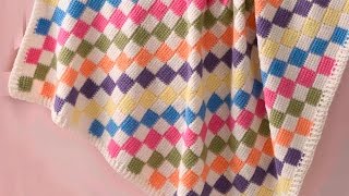 Baby Blanket Entrelac  Veronika Hug [upl. by Ymereg236]