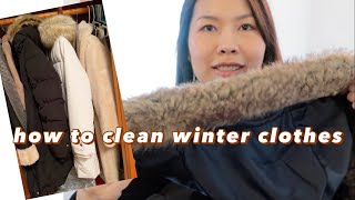 HOW TO CLEAN WINTER JACKET AT HOME  sweater wool coat parka jacket using washing machine [upl. by Latoya]