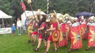 Roman Reenactment at the Amphitheatre in Caerleon Marching In [upl. by Elocaj132]