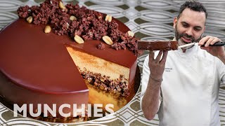 Dominique Ansels Peanut Butter Chocolate Crunch Cake  How To [upl. by Annael]