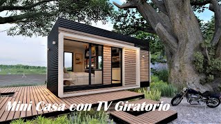 ✔ CABAÑA DE MADERA PEQUEÑA MODERNA MINICASA DE 20m2 SMALL MODERN HOUSE ✔Modern tiny house [upl. by Helbonnah756]