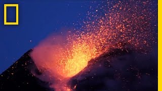 Amazing Volcano Footage See Smoke and Lava Erupt From Mount Etna  National Geographic [upl. by Margi]