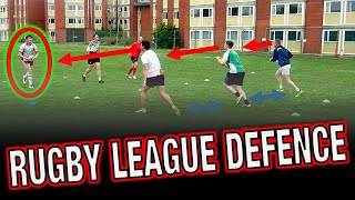 RUGBY LEAGUE DEFENCE AND LINE SPEED DRILL [upl. by Rehpotsrhc119]